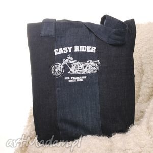 handmade na ramię dżinsowa torba z motorem easy rider