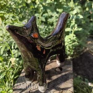 Czarny kot ceramiczny - duża figurka handmade