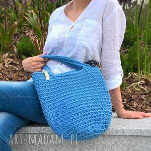 handmade na ramię błękitna torba na lato