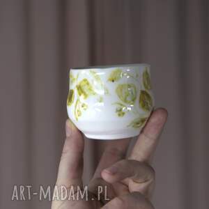 kubki porcelanowa czarka, ręcznie malowana w motywy lipy do ceremonii herbaty