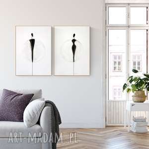 zestaw 2 grafik 50x70 cm wykonanych ręcznie, abstrakcja, elegancki minimalizm