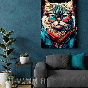 portret kota hipsterskiego - indi - wydruk na płótnie 50x70 cm b2