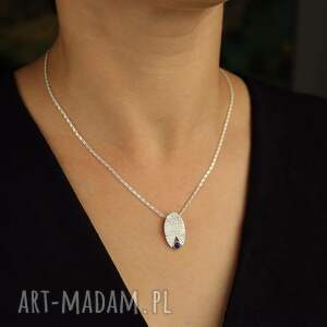 handmade wisiorki srebrny wisiorek surowy owal z kamieniem naturalnym