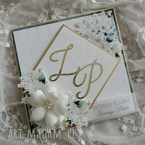 scrapbooking kartki kartka ślubna z inicjałami, prezent ślubny