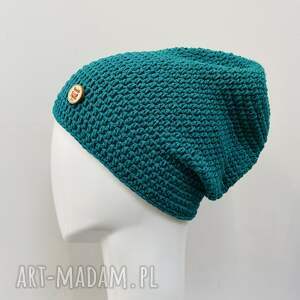 handmade czapki czapka przejściowa cienka beanie smerf bawełna