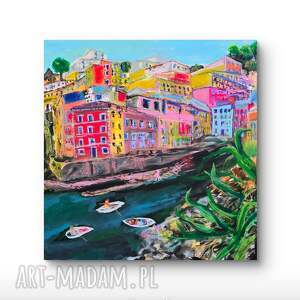 Wlochy Riomaggiore, obraz krajobraz, liguria obrazy na plotnie