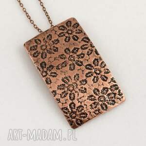 kwiaty - miedziany wisiorek 2508 07 ooak, prosty naszyjnik, miedziana