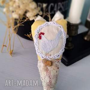 wyjątkowy prezent, zawieszka ozdobna z haftem kogut dekoracja, wielkanoc