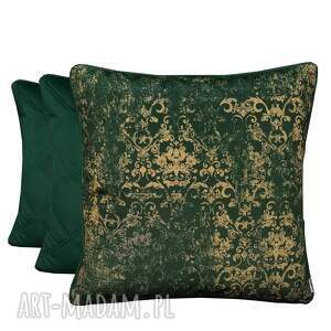 ręcznie wykonane poduszki poduszki welurowe zieleń wzór ornament 45x45cm