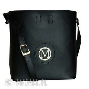 handmade torebki torebka listonoszka - mały sztywny worek - klasyczna czarna