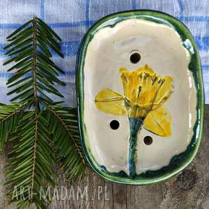 ręcznie wykonane ceramika mydelniczka żonkil