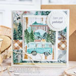 kartka z podróżą w tle. Koperta - mrufru akcesoria scrapbooking