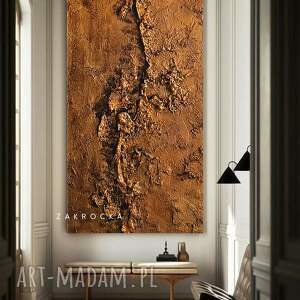 art and texture obraz ręcznie malowany metaliczna struktura 80x160cm, duże