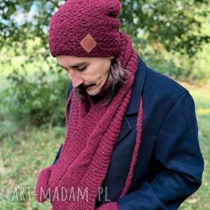 męska czapka merino explorer bordo alpaki, włóczki