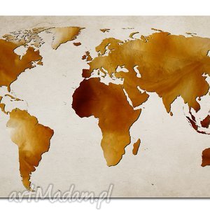obraz mapa świata - dms8 120x70cm na płótnie brązowo beżowa