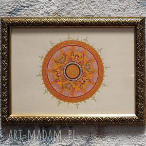 Prezent Ręcznie malowana mandala obrazek ORANGE