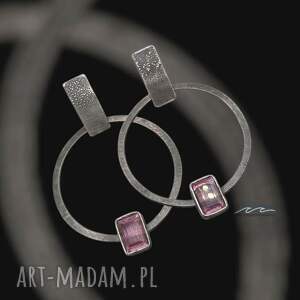 z różową zorzą - kolczyki, srebrna biżuteria