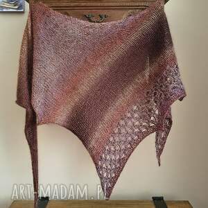 chustki i apaszki ręcznie na drutach - karmel z cynamonem puchata, miła, lekka