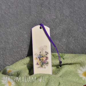 zakładka do książki - zdobiona metodą decoupage, drewniana, makrama, kamienie