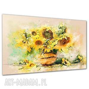 Obraz na płótnie Słoneczniki 120x80 cm - akwarelowy szkic