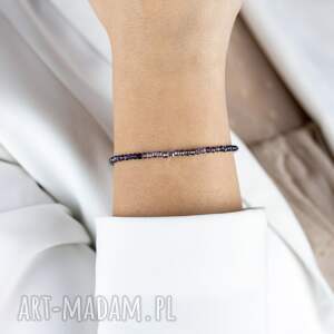 bransoletka damska z iolitu i srebra, kamienie naturalne prezent dla kobiety