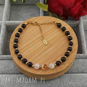 Prezent Bransoletka damska z kamieni naturalnych onyks i cytryn