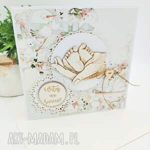 kartka z okazji narodzin dziecka - witaj na świecie, scrapbooking rękodzieło