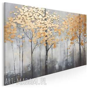 vaku dsgn obraz do salonu - złoty las drzewa z liśćmi pejzaż 70x50 cm 105301