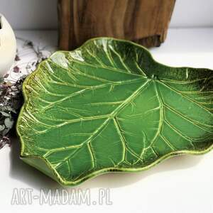 ręcznie robione ceramika patera ceramiczna - talerz dekoracyjny - liść