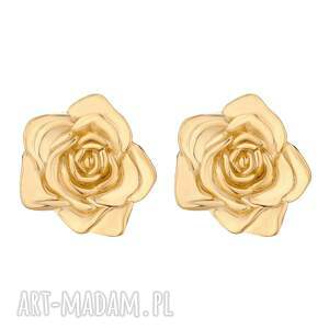 Srebrne z perłami, kolczyki, sztyfty, róże, kwiaty