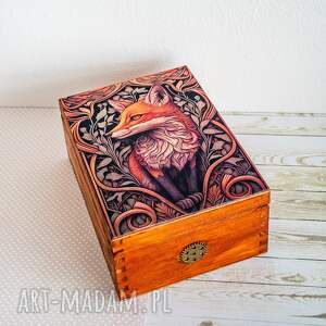 handmade pudełka pudełko drewniane - lisek vintage