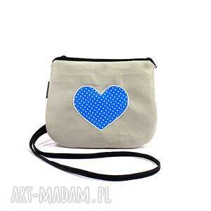 handmade mini mini torebka damska z sercem w kropki