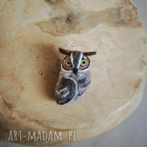 filcowana Puchacz, sowa, broszka ptak