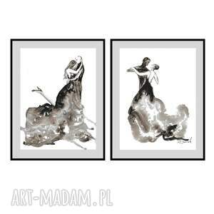 dyptyk dance malowany ręcznie o wymiarach 2 x 30cm 40cm, taniec, tańcząca