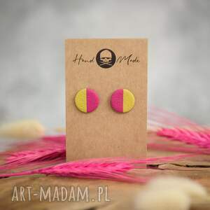 Kolczyki Dots M - różowo zielone, okrągłe, kolorowe