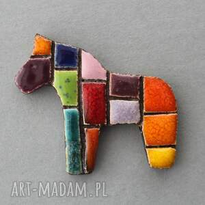 KOPALNIA CIEPLA: i-pataj - broszka ceramiczna (skandynawski, minimalizm design kolor, łowicki ludowy)