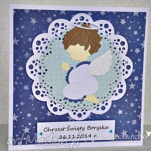 ręcznie robione scrapbooking kartki kartka na chrzest z personalizacją