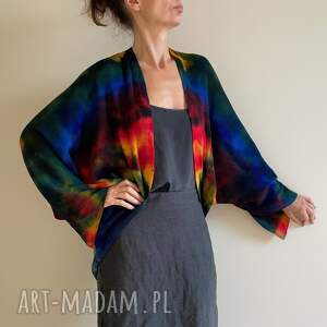 anna damzyn sweter/bolerko z wełny merino kolorowy, kardigan unikat, one