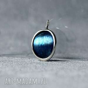 shambala srebrny owalny wisiorek z tytanu i srebra, niebieski tytanowy