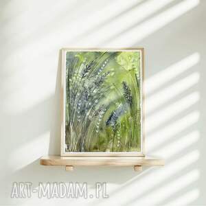 akwarela A5 łąka, obraz, trawy plakaty