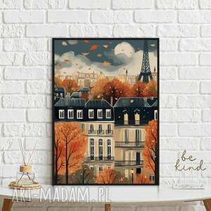 plakat jesień w paryżu - format 40x50 cm do salonu, plakaty sztuka