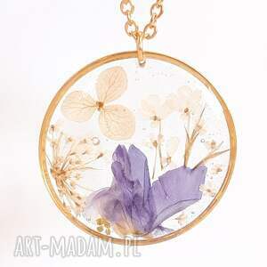 handmade naszyjniki złoty naszyjnik z prawdziwymi kwiatami łąka kwietna