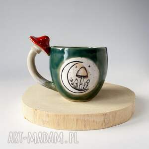 handmade ceramika kubek z grzybkiem muchomor
