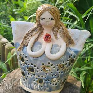 anioł ceramiczny, figurka, prezent, ozdoba do domu, aniołek, unikalny