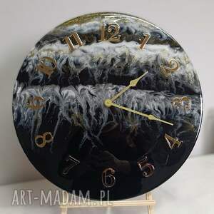 Prezent Duży zegar ścienny 50 cm - rękodzieło z żywicy epoksydowej