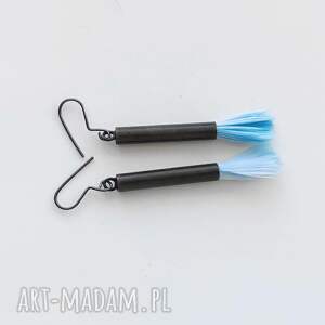 prezent na święta, piórko kolczyki oksydowane, mosiądz