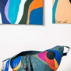 handmade torebki oryginalna torba z korka w kolorze turkusowym zięba