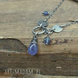 tanzanit - minimalistyczny biżuteria autorska naszyjnik z tanzanitem, delikatny