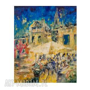 ajan art obraz olejny kawiarenka nocą malowany ręcznie o wymiarach 46cm x 55cm