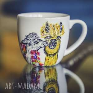 kubek artystyczny malowane lamy, kubki do kawy dla par, prezent na rocznicę